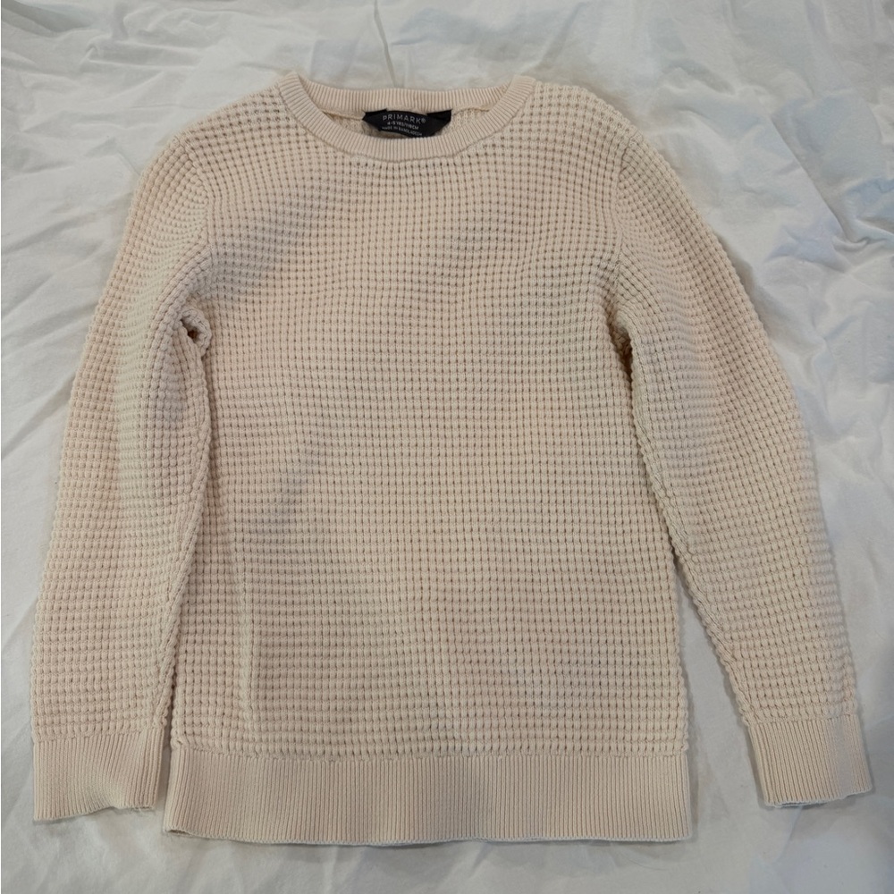 100% cotton Primark Cream Waffle Knit Sweater- 4-5 years